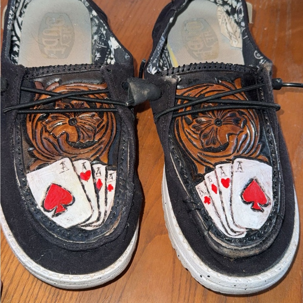 Women’s custom tooled hey dude shoes